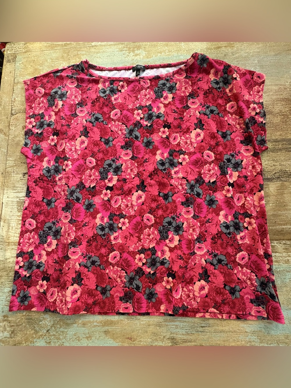 Talbots Pink Floral Cap Sleeve Top